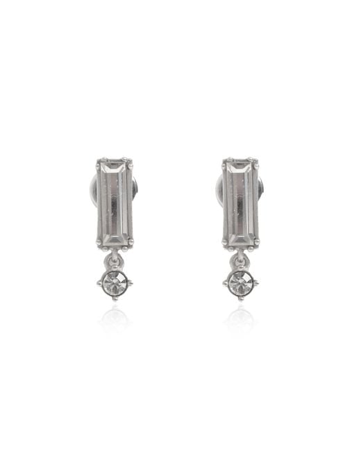 Jil Sander Metallic Earrings With A Shimmering Crystal