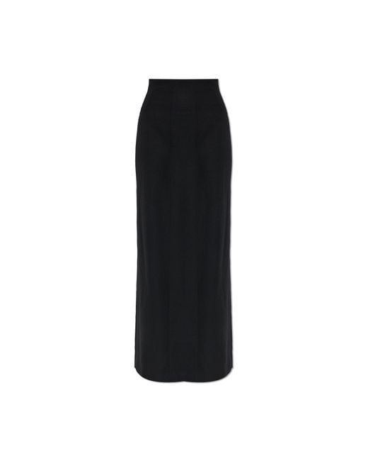 Maison Margiela Black Wool Skirt With Slit