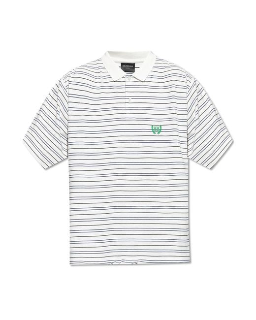 Balenciaga White Polo With Striped Pattern, for men