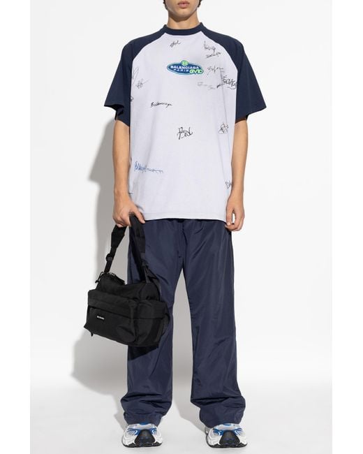 Balenciaga Blue T-Shirt With Print for men