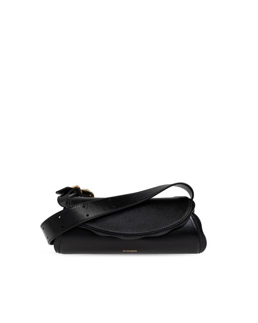 Jil Sander Black Shoulder Bag Cannolo Mini Wave