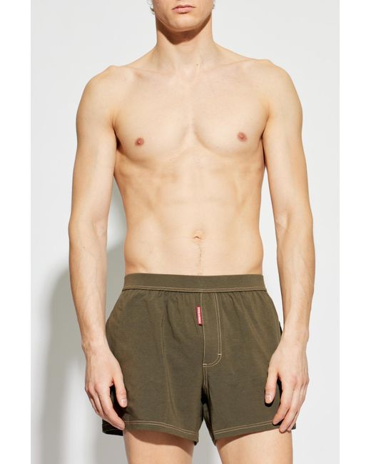 DSquared² Green Cotton Boxers With Logo for men
