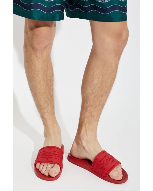 Casablanca Red Rubber Flip-Flops With Logo for men