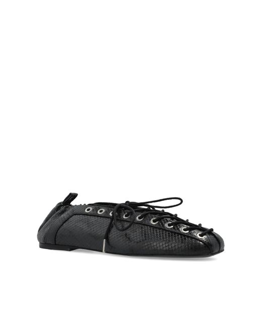 Ganni Black Ballet Flats With Ties