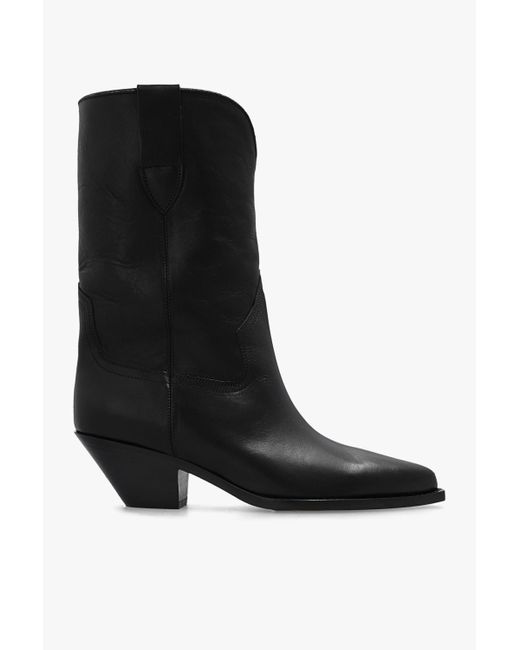 Isabel Marant 'dahope' Leather Cowboy Boots in Black | Lyst UK