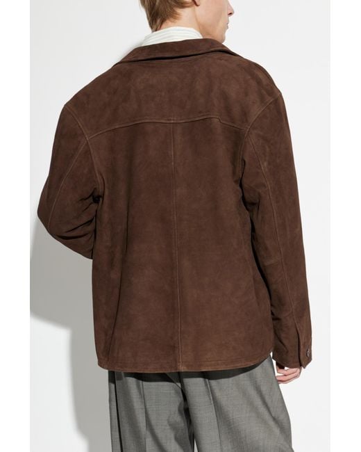 Officine Generale Brown Leather Jacket 'Erickson' for men