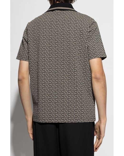 Balmain Black Polo With Monogram for men