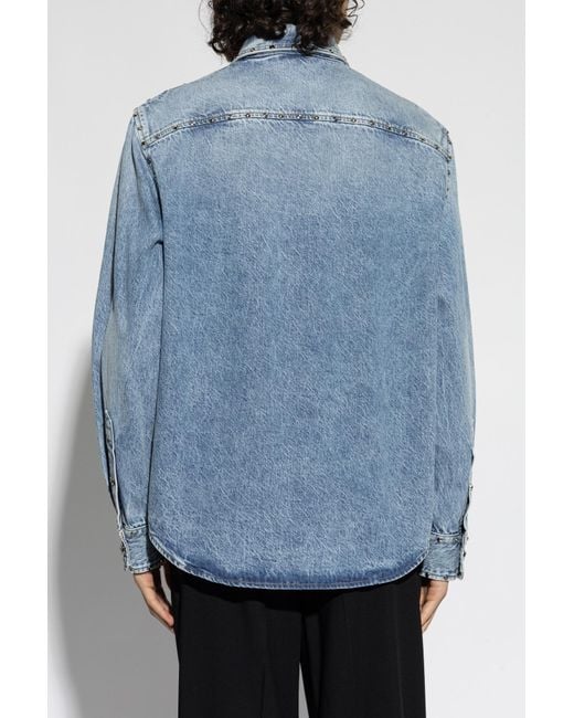 Versace Blue Denim Shirt With Studs for men