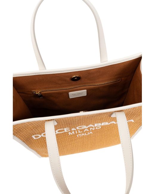 Dolce & Gabbana Orange Woven Shopper Bag,