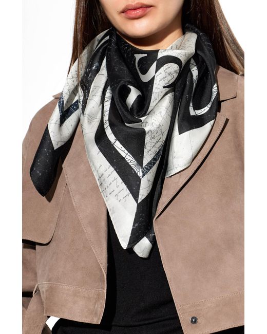 AllSaints Black Silk Scarf 'Script'