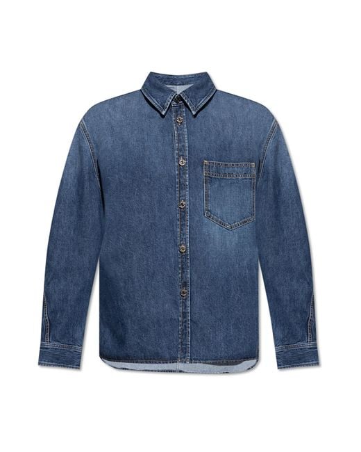 Givenchy Blue Denim Shirt With Pocket for men