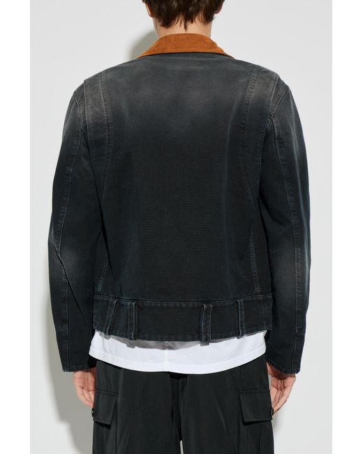 Marni Black Denim Jacket With Logo Patch for men