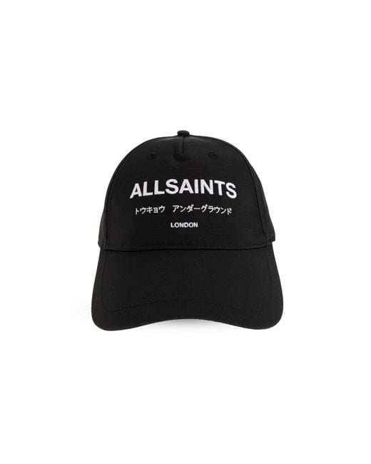 AllSaints Black Baseball Cap "Undergrnd" for men