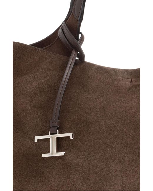 Tod's Black Suede Shopper Bag