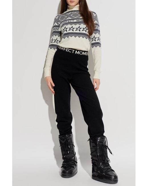 Perfect Moment Black Wool Trousers With Logo