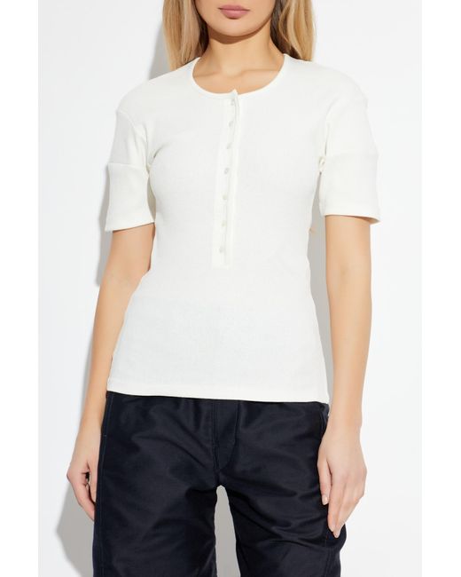 Lemaire Blue Ribbed Fitted Top