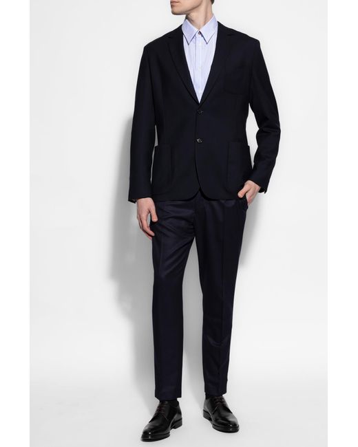 Paul Smith Blue Wool Blazer With Pockets for men