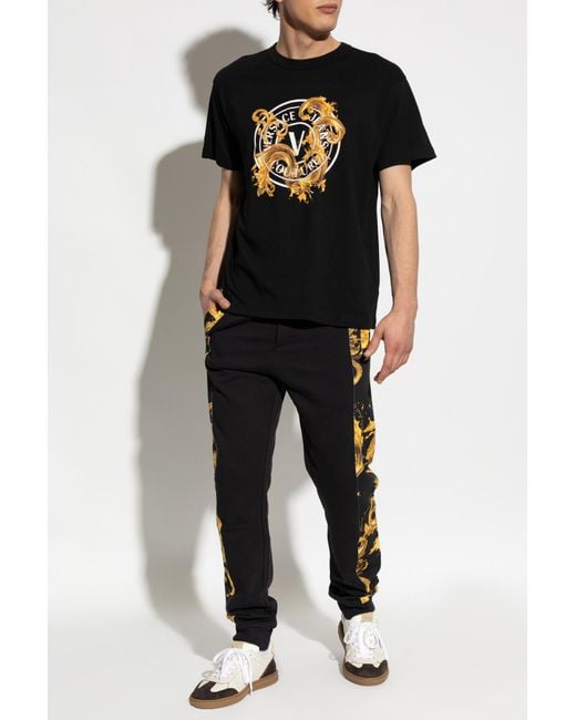 Versace Jeans Couture Black T-Shirt With Printed Logo for men