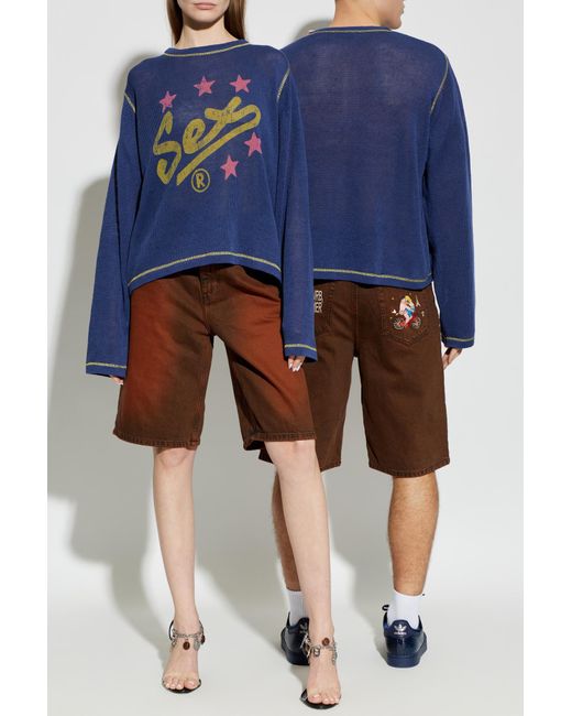 Carne Bollente Blue Sweater With Print