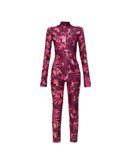 Versace Jeans Couture Red Fitted Jumpsuit
