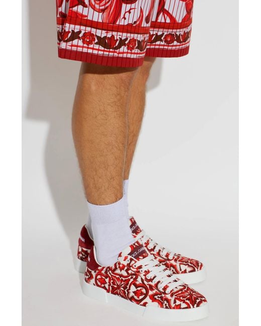 Dolce & Gabbana Red "Portofino" Sports Shoes for men