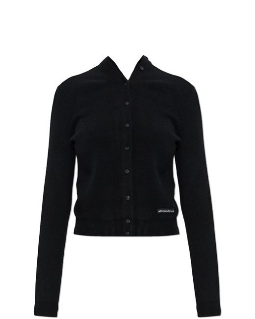 Alexander Wang Blue Cardigan With Logo Patch