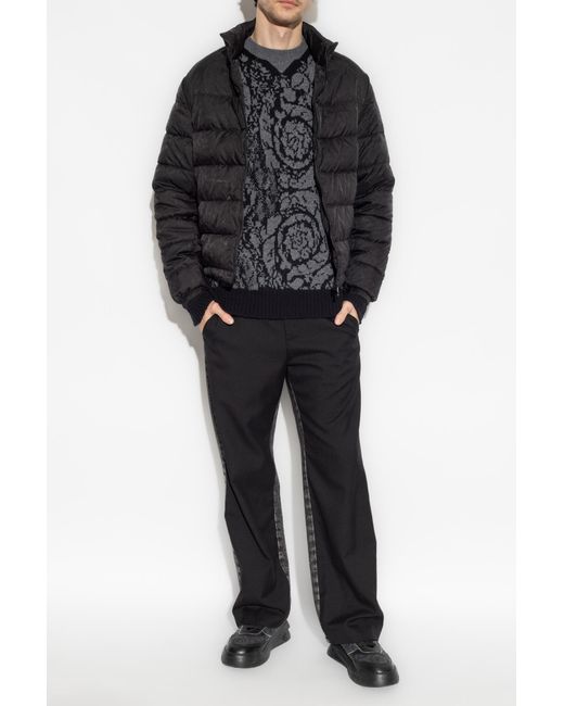 Versace Black Jacket With Standing Collar for men