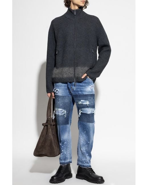 DSquared² Blue Wool Cardigan for men