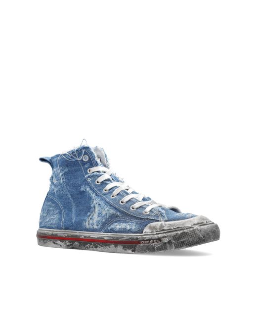 DIESEL Blue S-athos Mid Distressed Sneakers for men