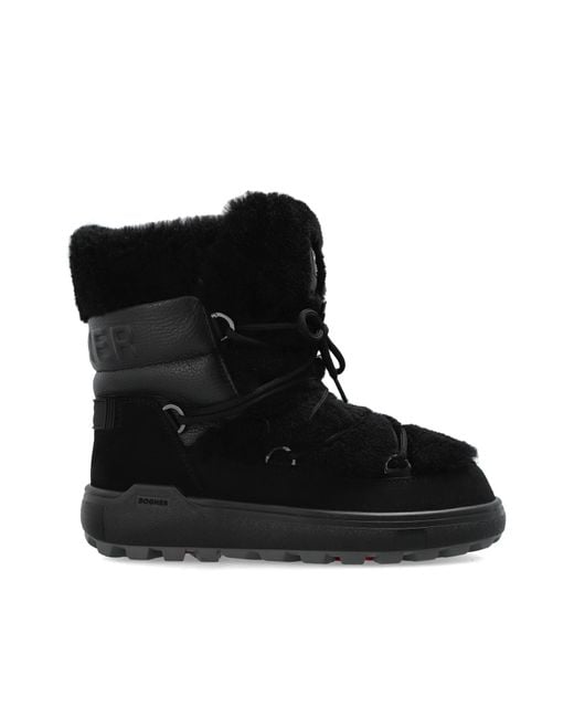 Bogner Black Leather Snow Boots 'Chamonix'