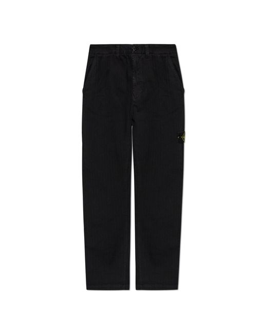 Stone Island Black Jeans With Logo Patch for men