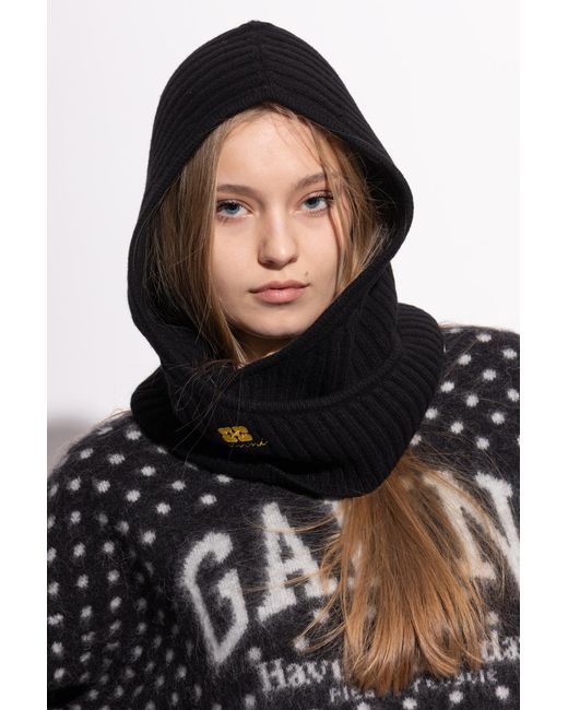 Ganni Black Balaclava With Logo