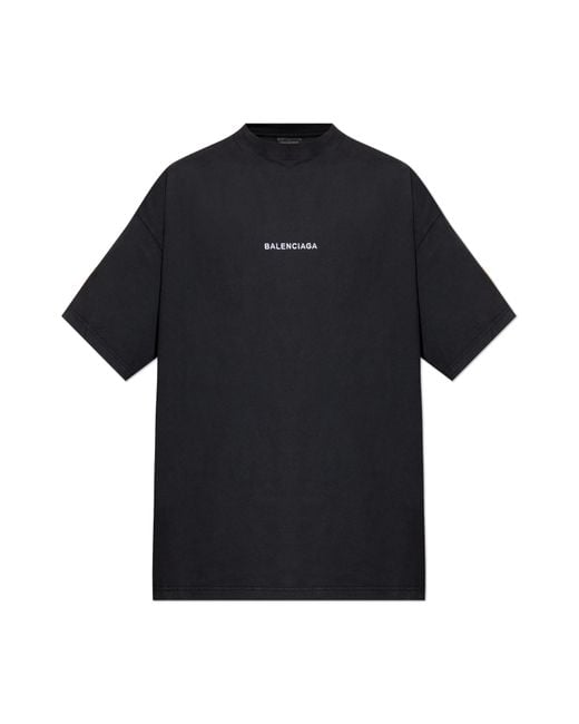 Balenciaga Black T-Shirt With A Patch On The Sleeve for men