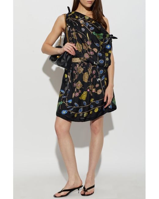 Versace Black Silk Dress With "Broken Jewels" Print