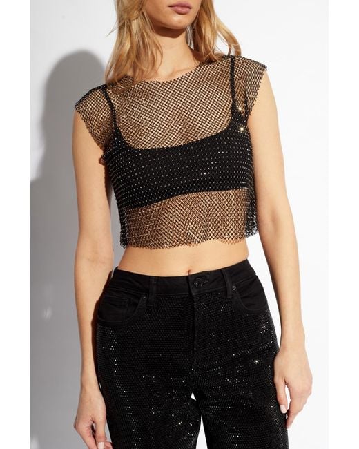AllSaints Black 'Calytrix' Sparkling Crop Top