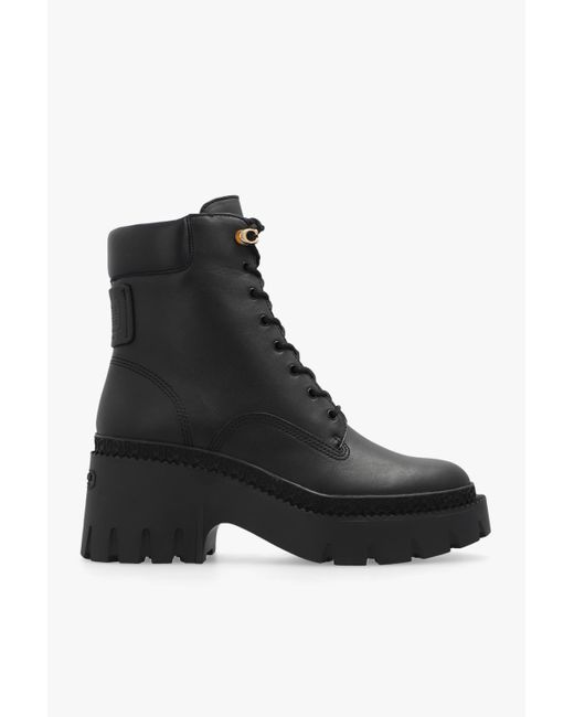 COACH 'ainsley' Leather Ankle Boots in Black Lyst UK