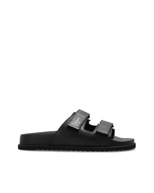 AllSaints Black Leather Slides "Vex" for men