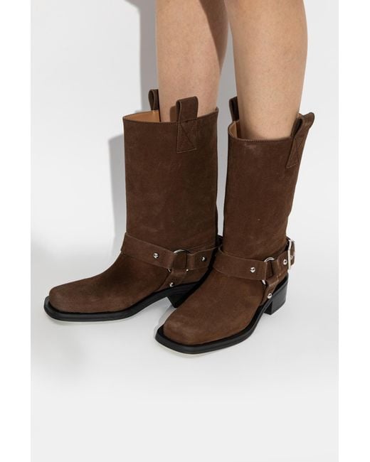Ganni Brown Heeled Ankle Boots