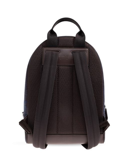 Etro Blue Patterned Backpack With Logo for men