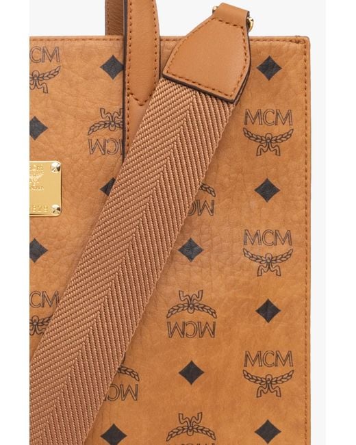 MCM Brown Monogrammed Shopper Bag