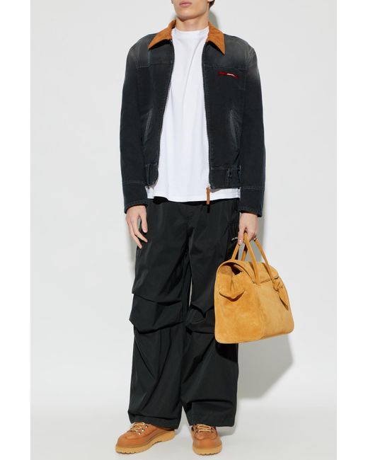Marni Black Denim Jacket With Logo Patch for men