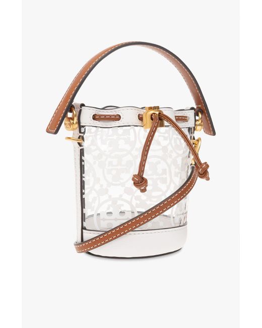 [ToryBurch] Tea Monogram Micro Bucket Bag【残りわずか】 T Monogram Coated Canvas Bucket Bag: Women's Handbags