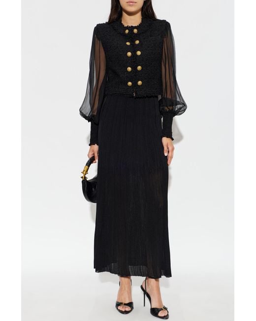 Balmain Black Pleated Skirt