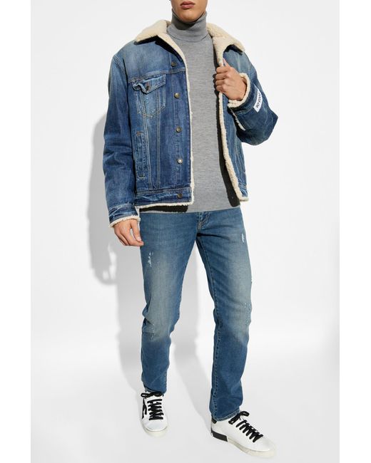 Dolce & Gabbana Blue Dolce & Gabbana Sherpa Denim Jacket for men