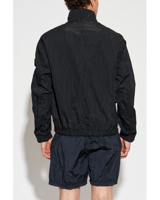 Stone Island Black Jacket With Logo Patch for men