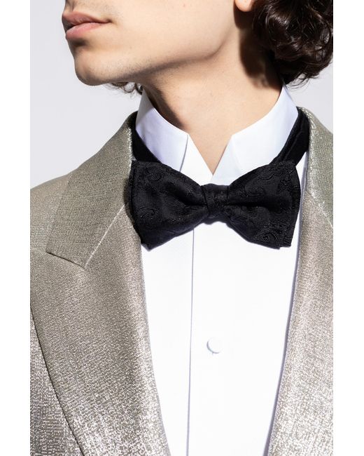 Etro Black Bow Tie With Lurex Thread for men