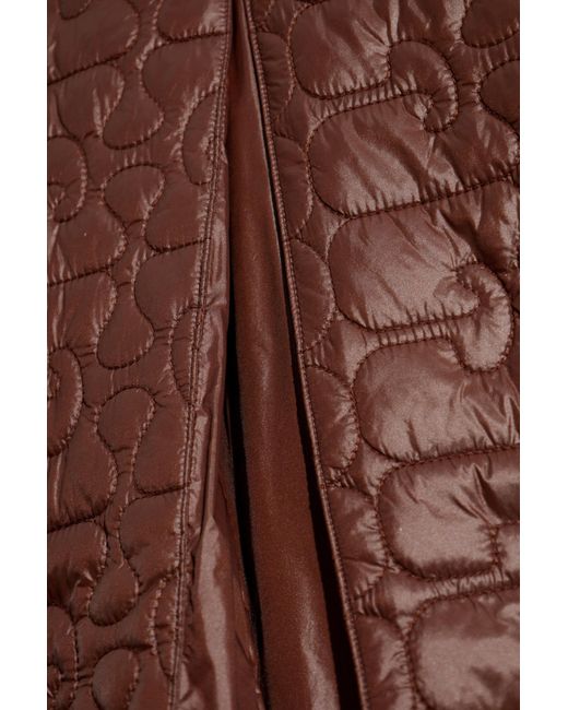 Ganni Brown Quilted Jacket With Corduroy Collar