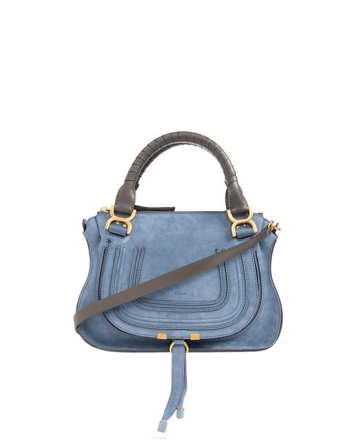 Chloé Blue 'marcie Medium' Suede Shoulder Bag,