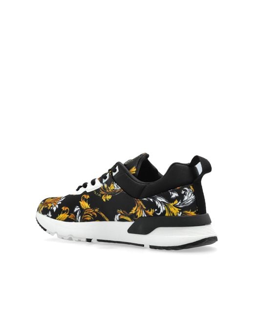 Versace Jeans Couture Black Sneakers With Barocco Print for men