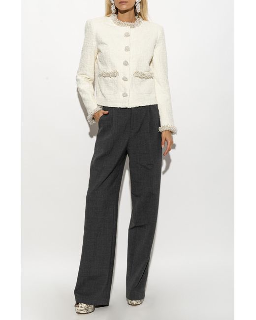 Self-Portrait White Textured Denim Jacket